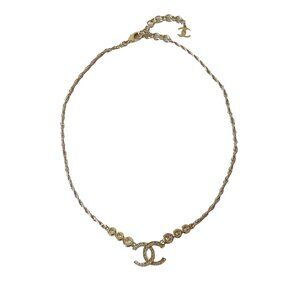 Chanel CC Crystal Strass Necklace Gold